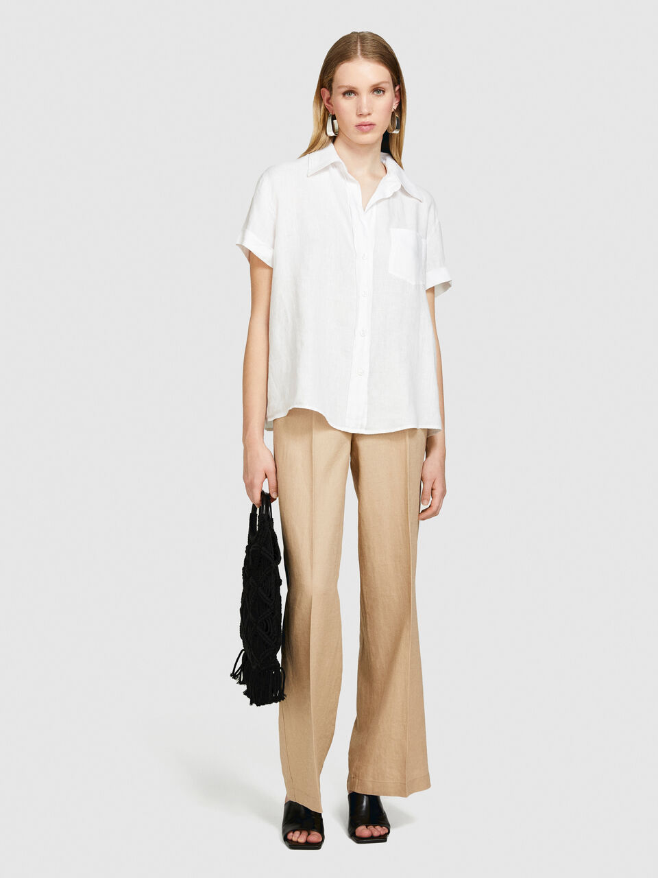 Short sleeve 100% linen shirt Women image number null
