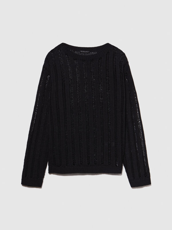 Ribbed look sweater - women's boat neck sweaters | Sisley