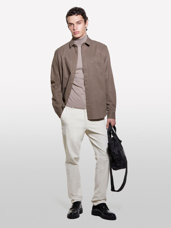 Brown shirt with pocket - men's regular fit shirts | Sisley