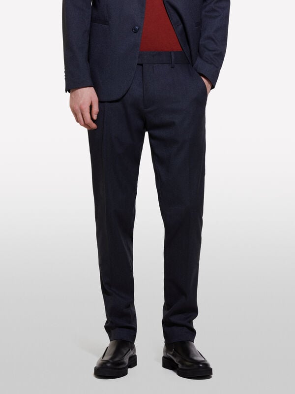 Dark blue yarn dyed trousers - men's slim fit trousers | Sisley