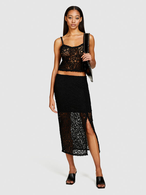 Cropped crochet top - women's tops | Sisley