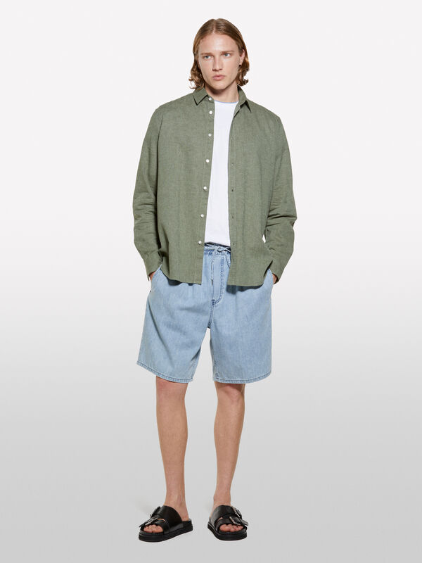 White t-shirt with contrast White t-shirt with contrast - men's short sleeve t-shirts | Sisley