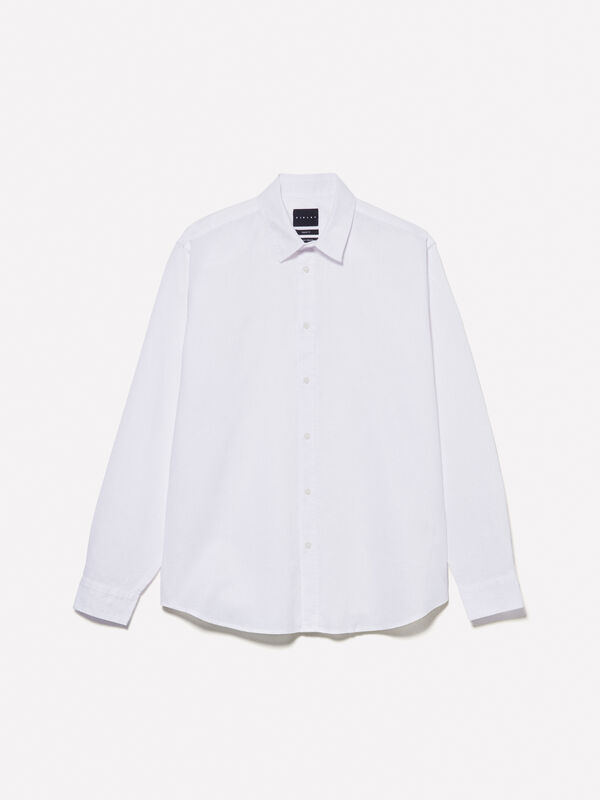 White linen blend shirt - men's regular fit shirts | Sisley