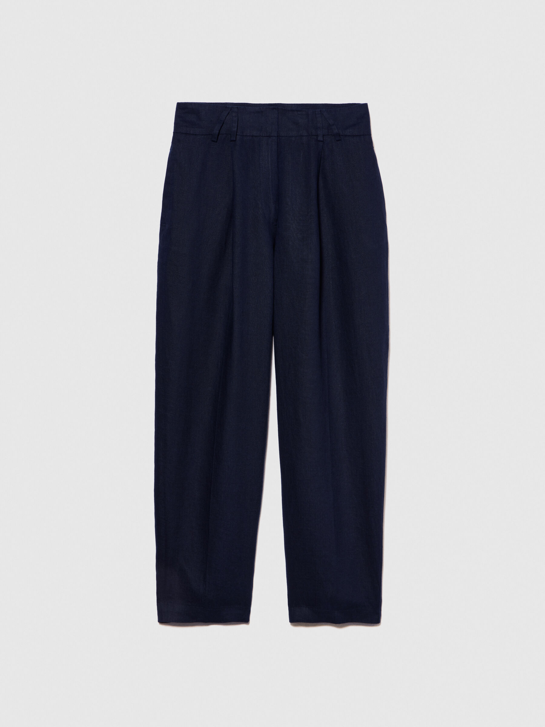 100% linen barrel leg trousers Women image number null