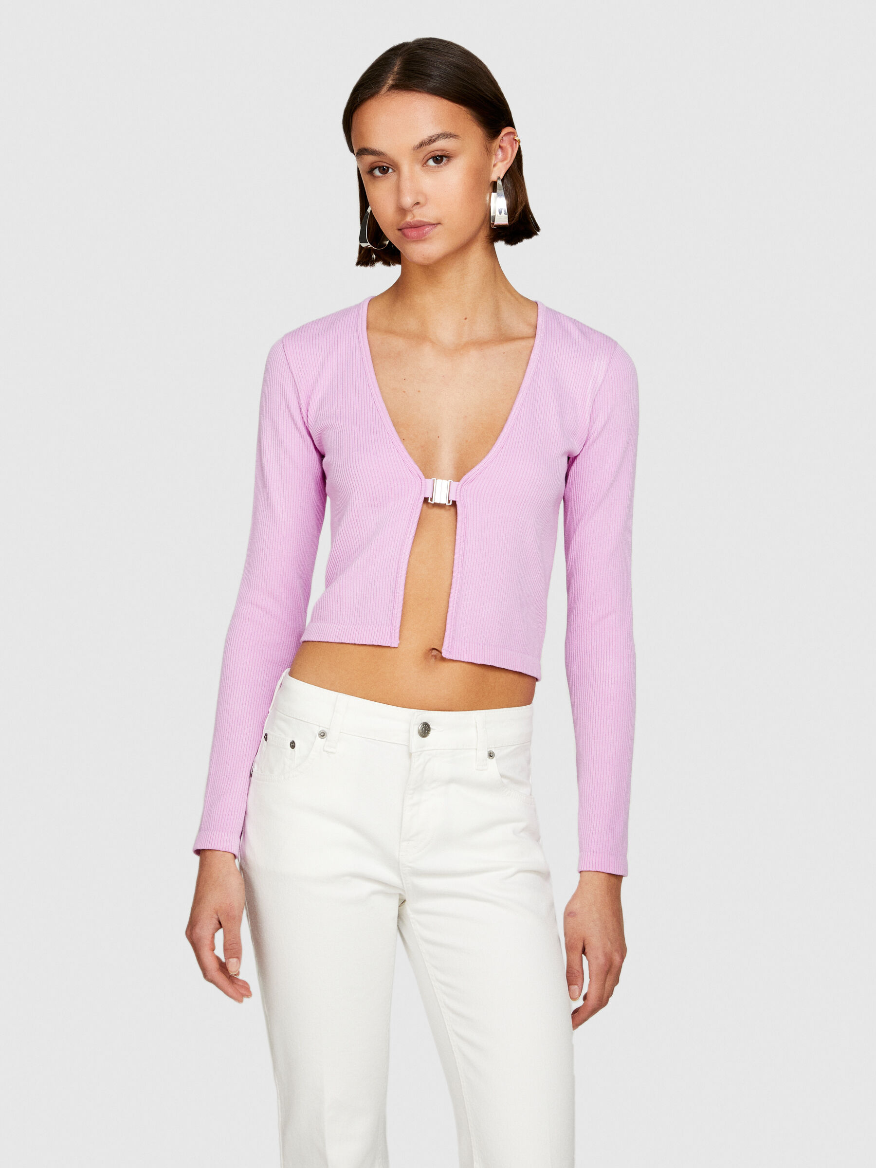 Pink cropped cardigan hotsell