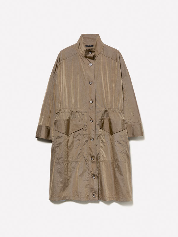 Brown parka with crinkle look - women's jackets | Sisley