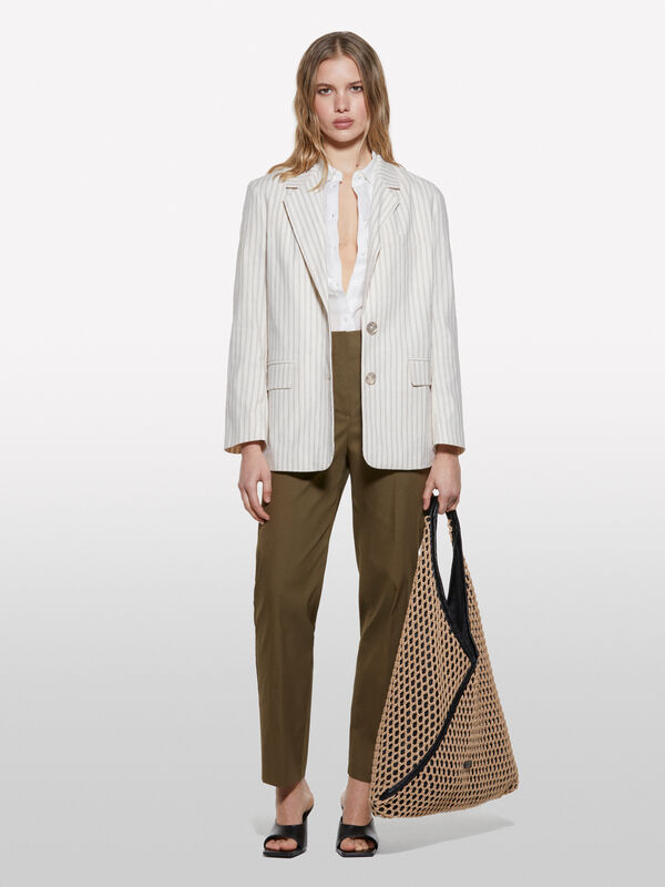 Beige striped blazer - women's blazers | Sisley