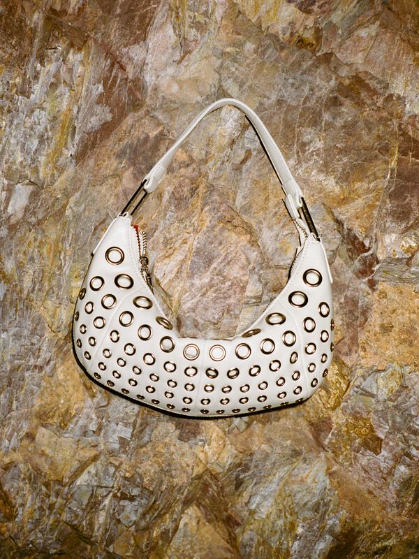 Cream white bag with eyelets - women's shoulder and crossbody bags | Sisley