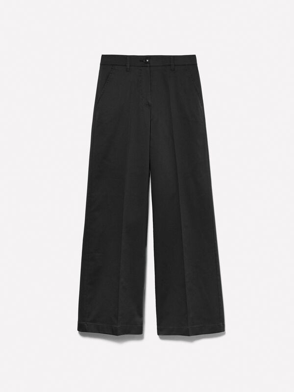 Black wide leg trousers - women's palazzo trousers | Sisley