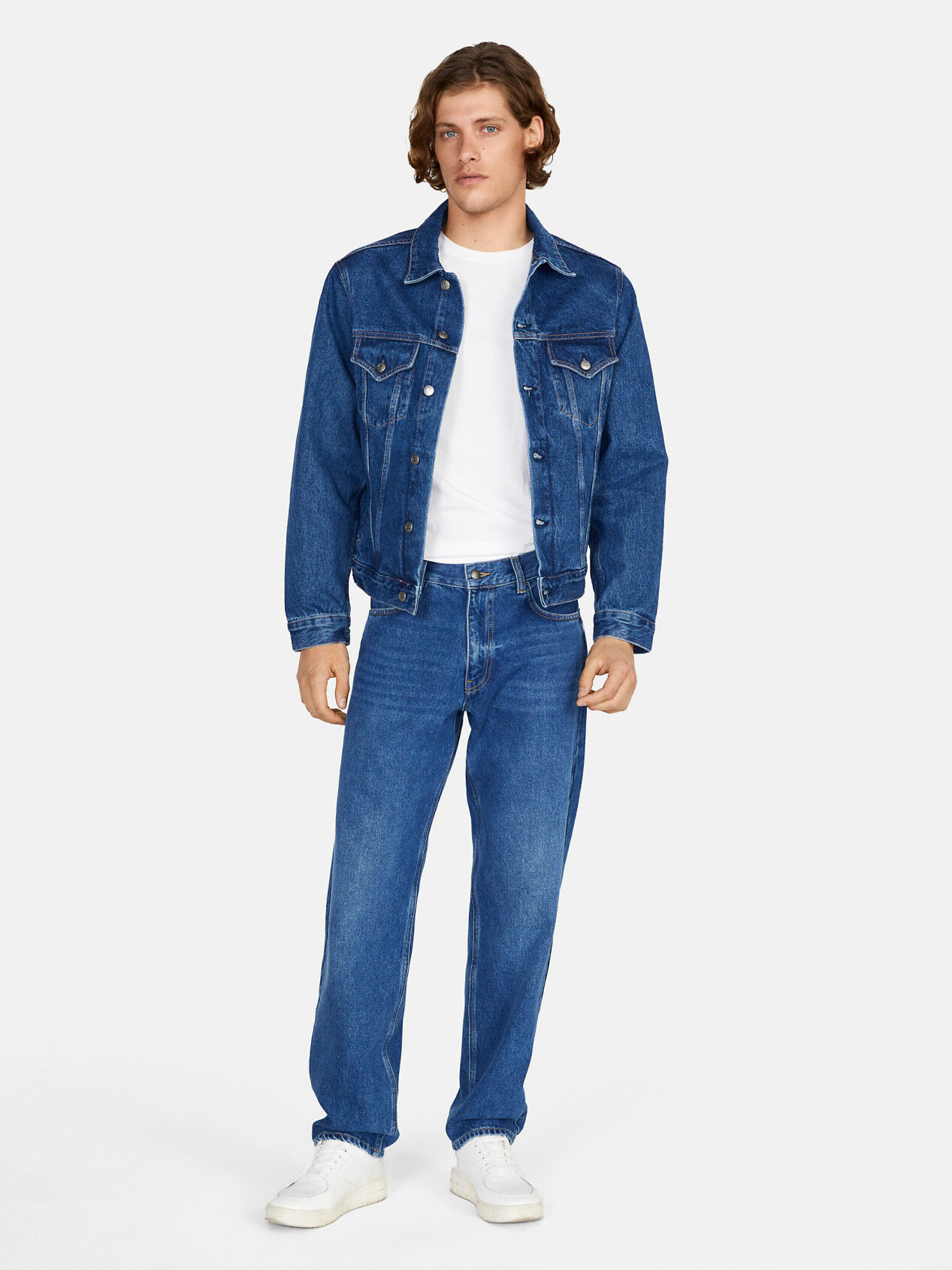 Fitted jean store jacket mens