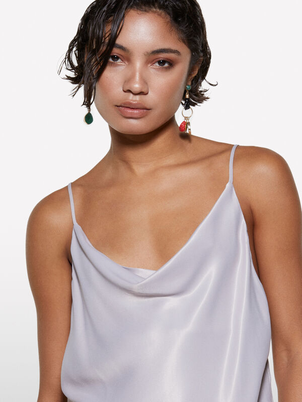 Gray satin top  - women's tops | Sisley