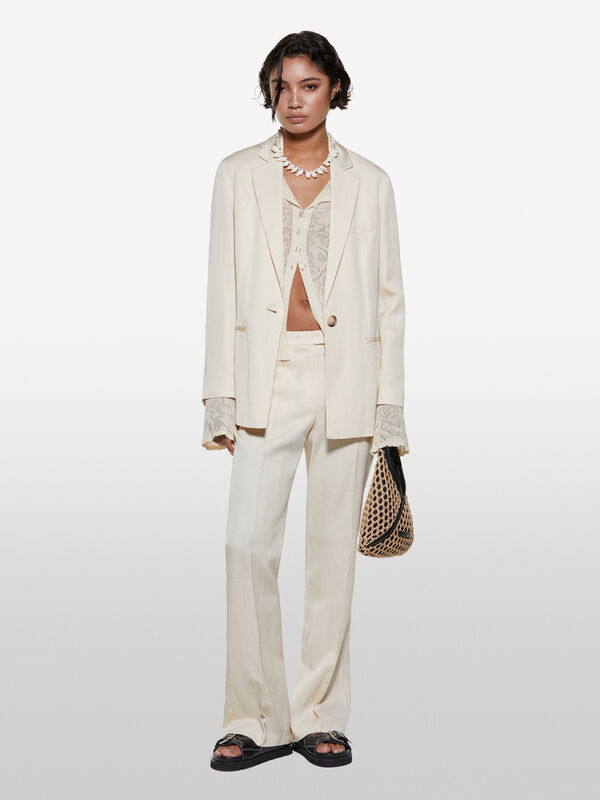 Beige blazer with belt - women's blazers | Sisley
