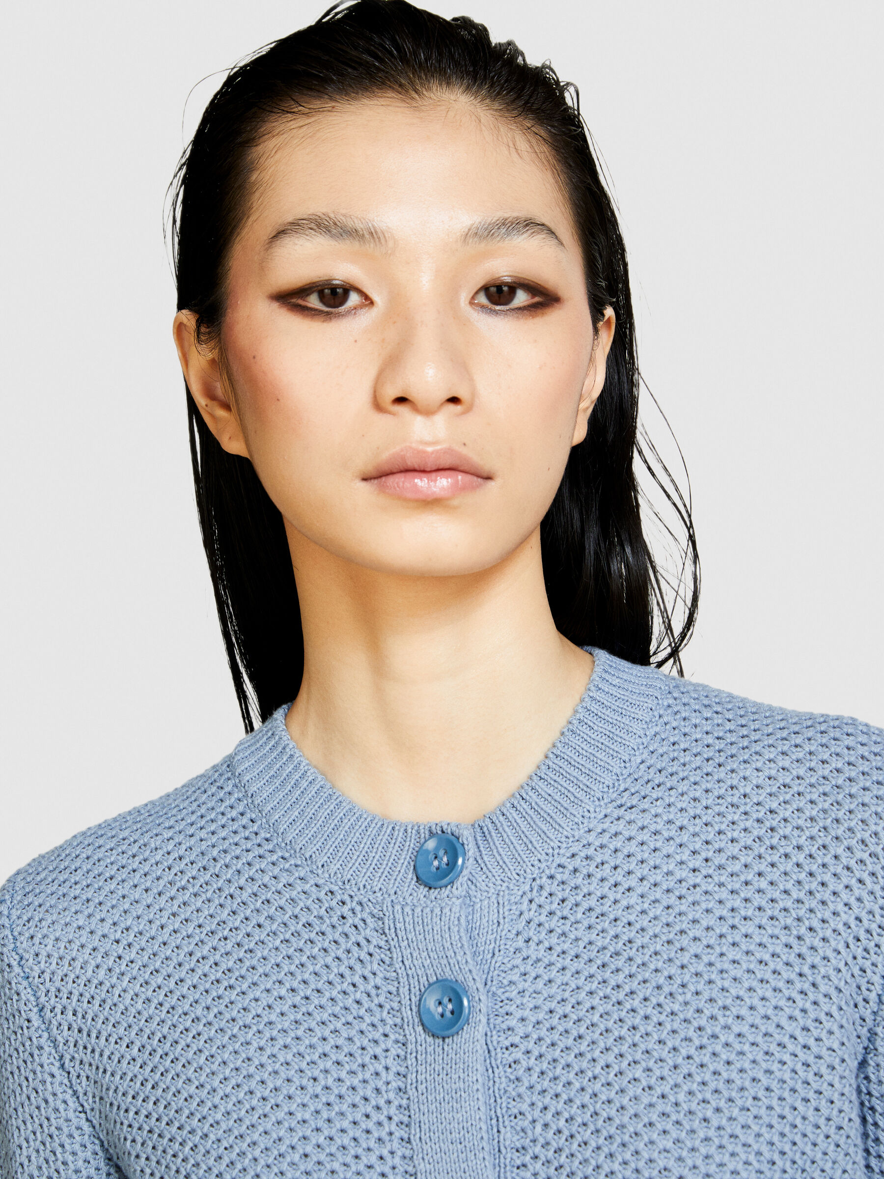 Cardigan with buttons, Light Blue - Sisley Cardigan with buttons, Light Blue - Sisley
