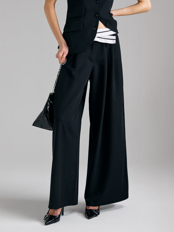 Contrast trousers - women's palazzo trousers | Sisley