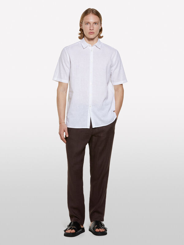 White short sleeve shirt - men's regular fit shirts | Sisley