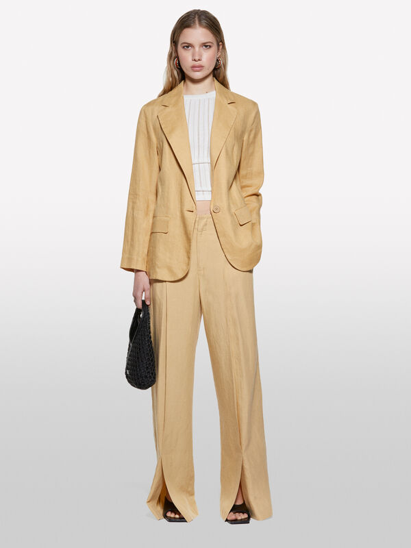 Mustard palazzo trousers - women's palazzo trousers | Sisley