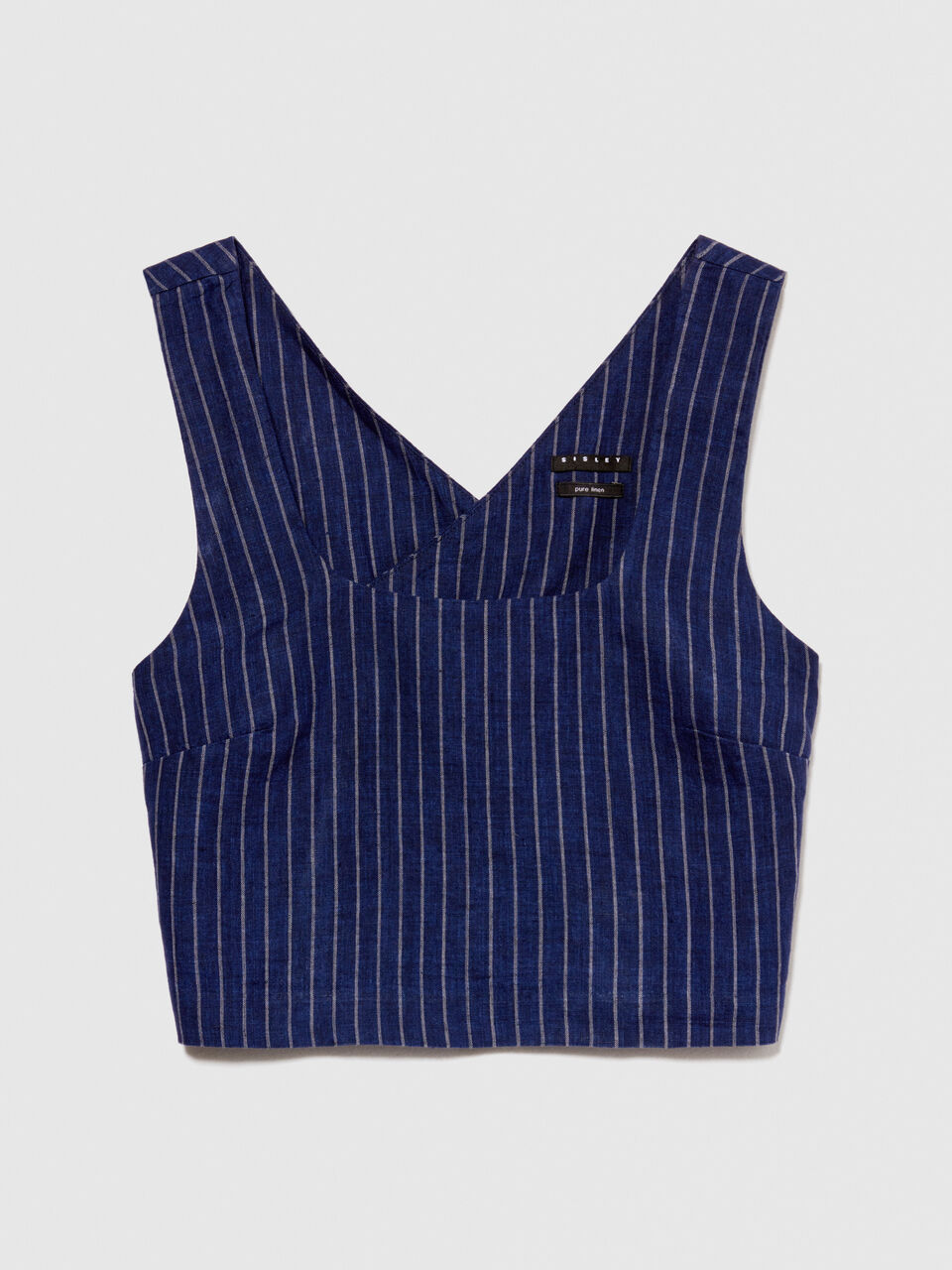 Pinstripe top in 100% linen Women image number null