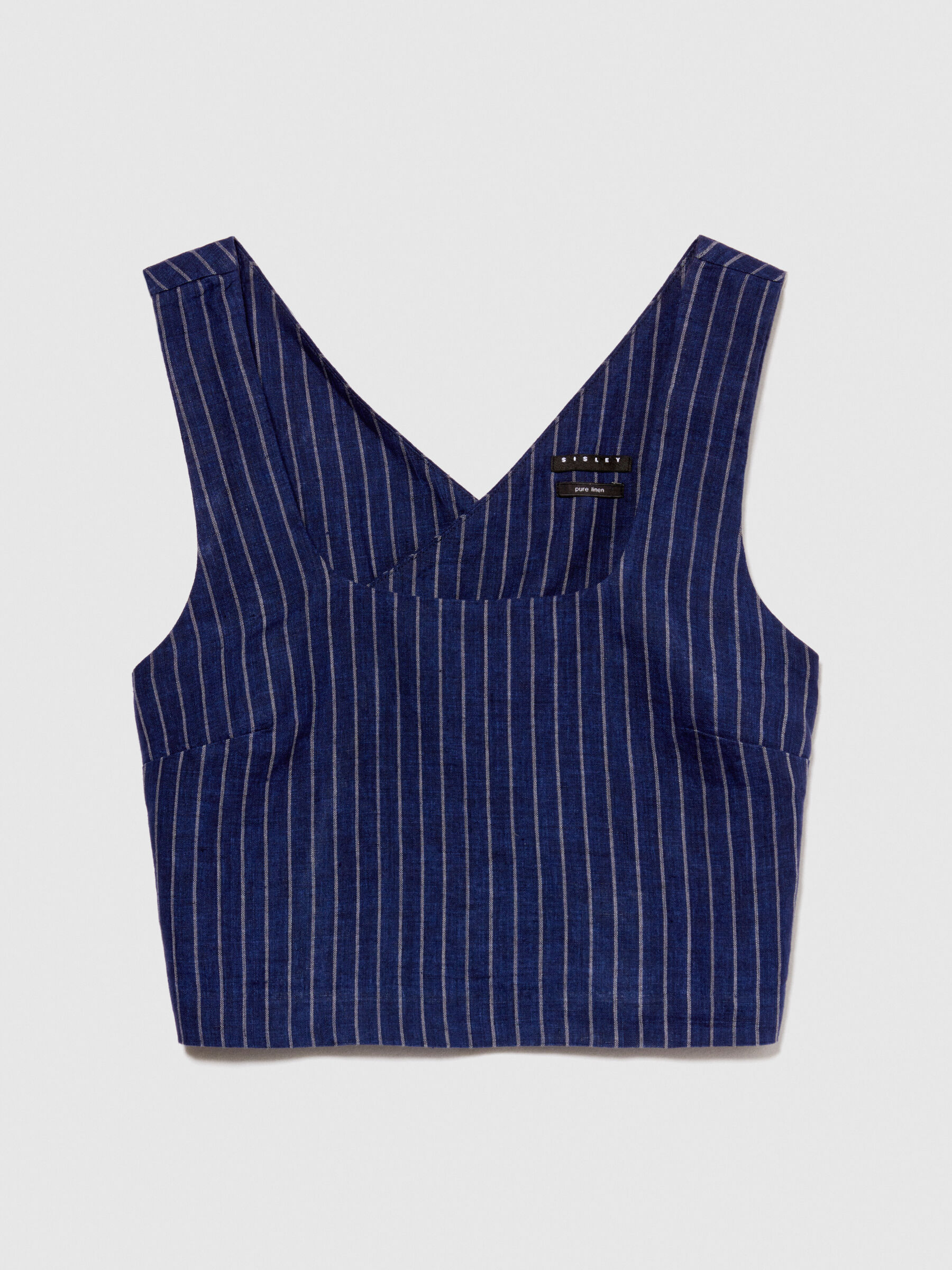 Pinstripe top in 100% linen Women image number null