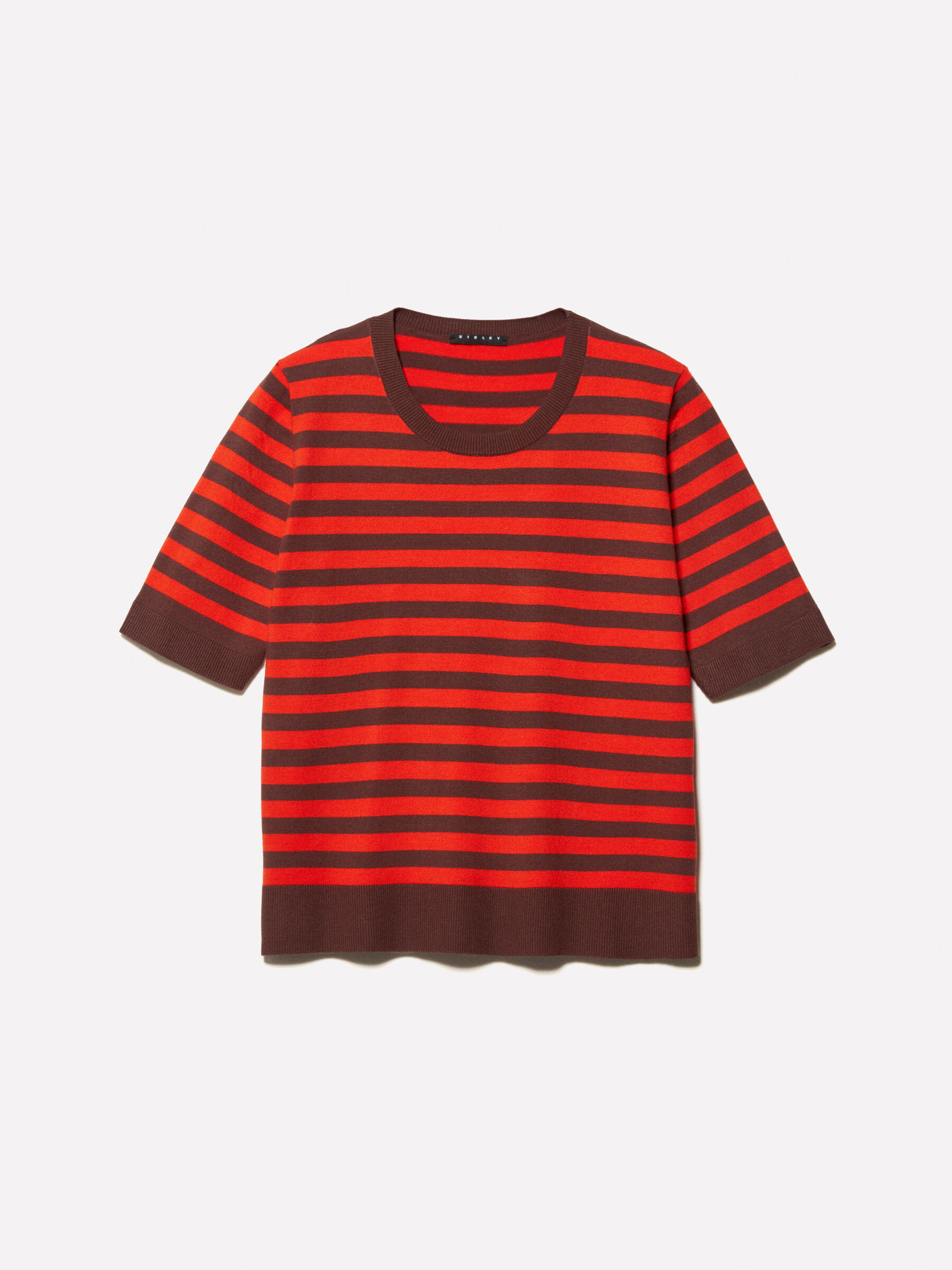 Orange and brown striped sweater, Orange - Sisley