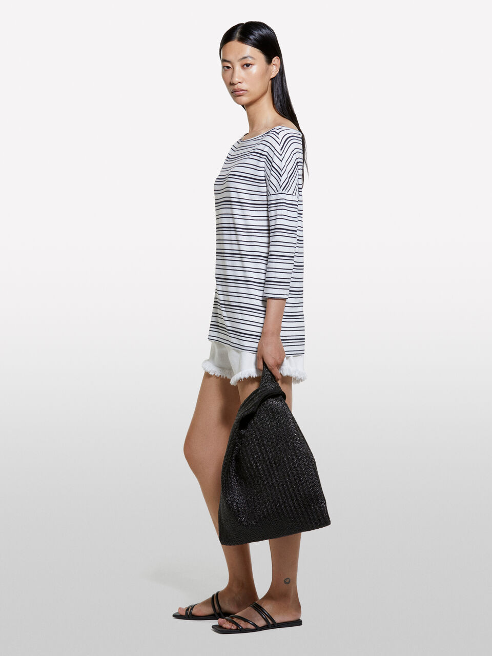 Striped t-shirt with boat neck Women image number null