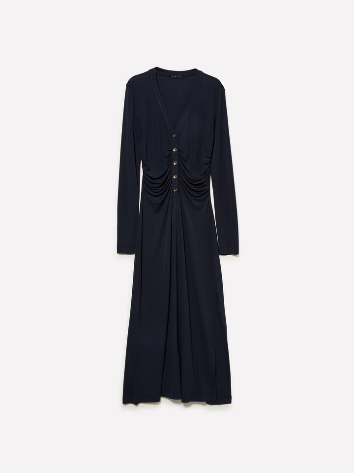 Dark blue dress with slit - women's long dresses - Dark Blue | Sisley image number 5
