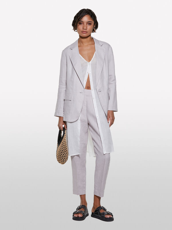 Gray 100% linen blazer - women's blazers | Sisley