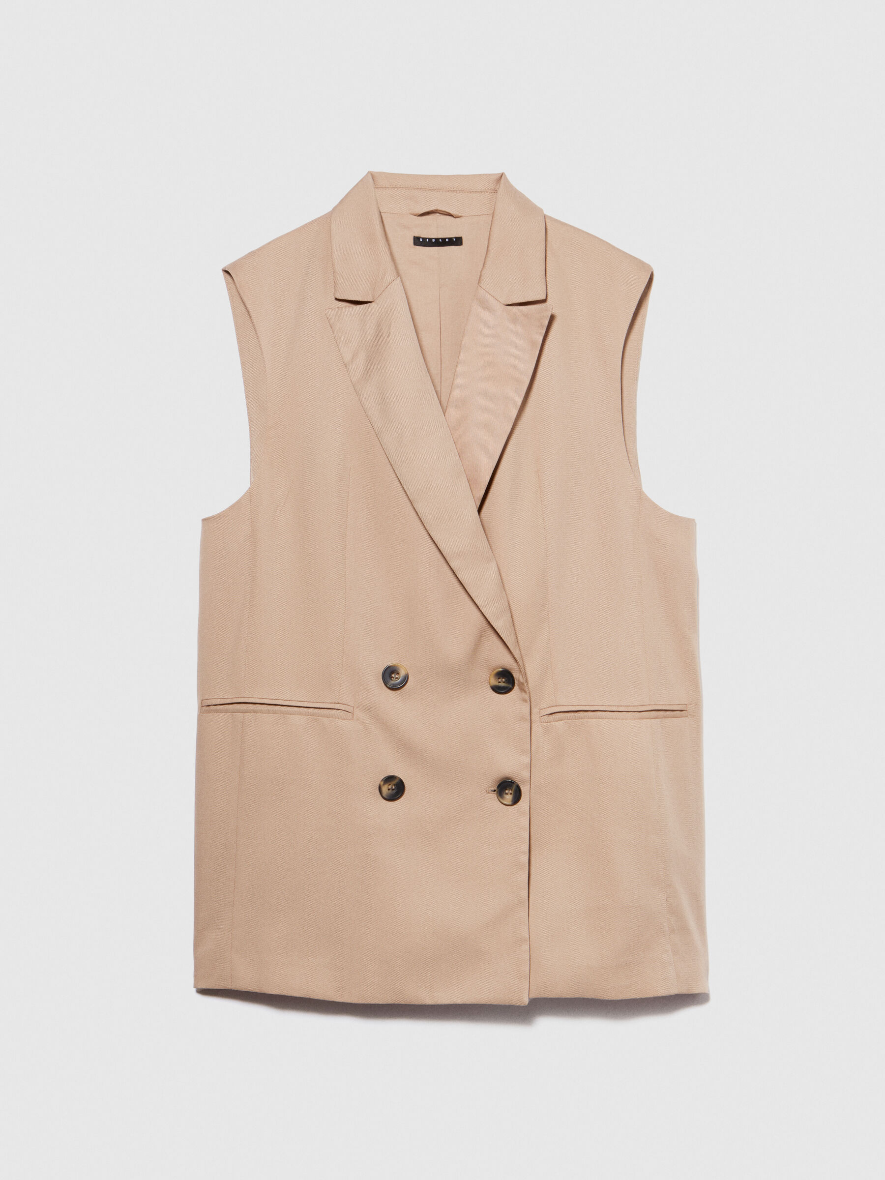 Double-breasted vest, Beige - Sisley