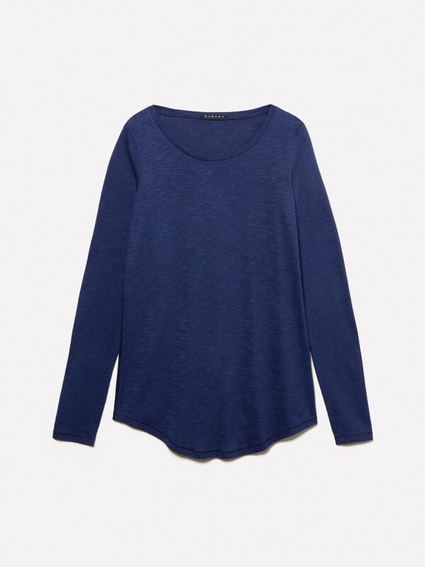 Dark blue long sleeve t-shirt Dark blue long sleeve t-shirt - women's long sleeve t-shirts | Sisley