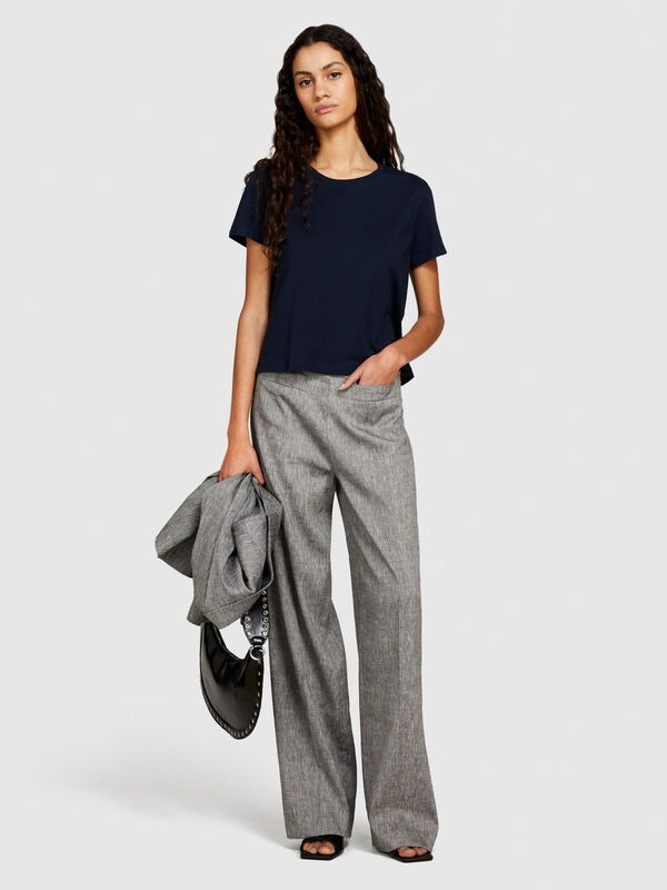 Boxy fit t-shirt in organic cotton - women's short sleeve t-shirts | Sisley