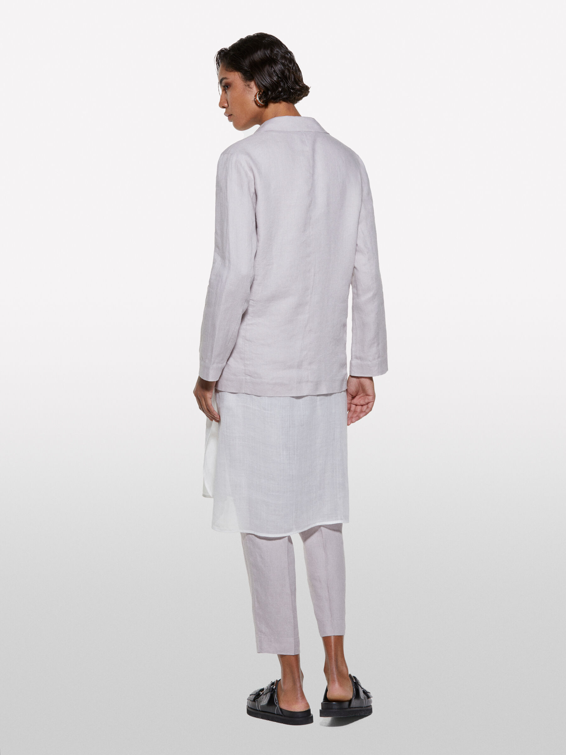 Gray 100% linen blazer, Light Gray - Sisley