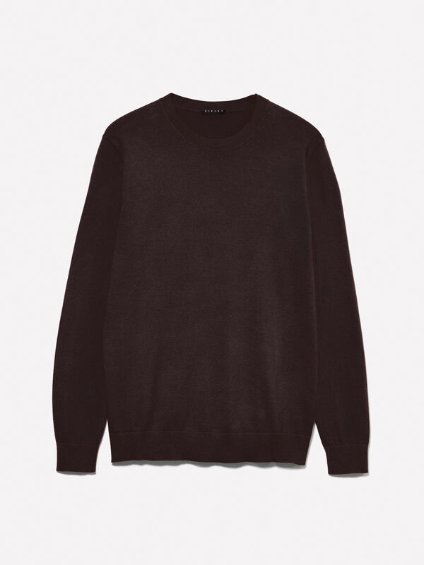 Dark brown regular fit sweater - men's crew neck sweaters | Sisley