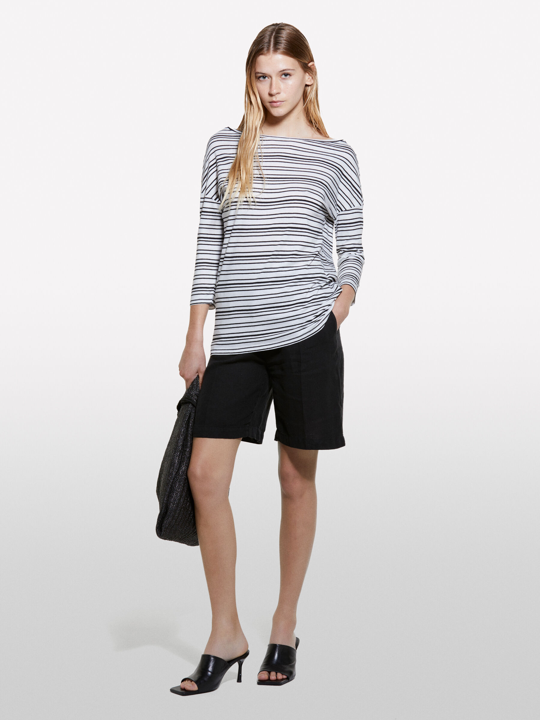 Striped t-shirt with boat neck Women image number null