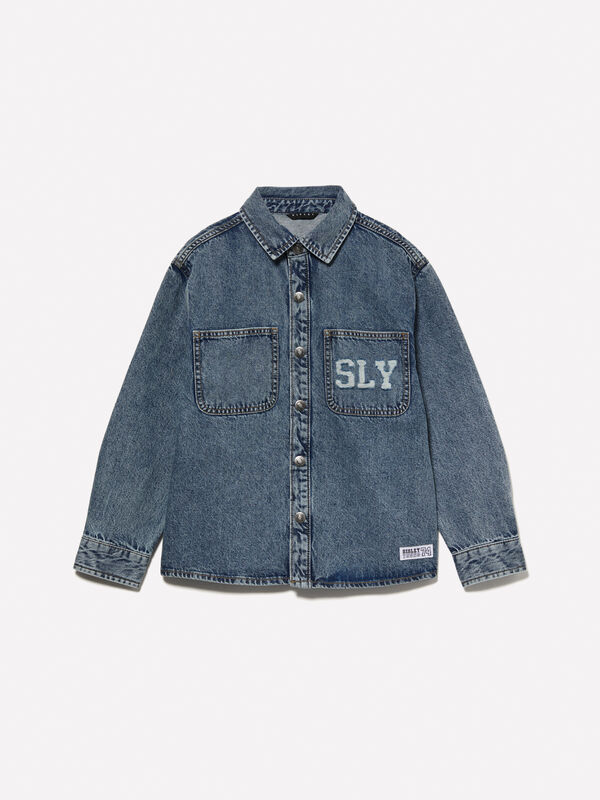 Denim shirt with logo - boys' shirts | Sisley Young
