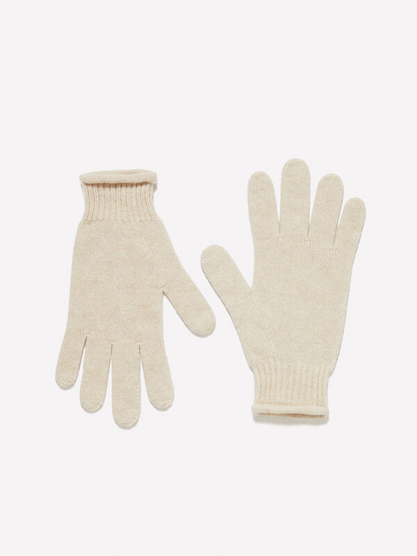 Beige cashmere blend gloves - women's gloves | Sisley