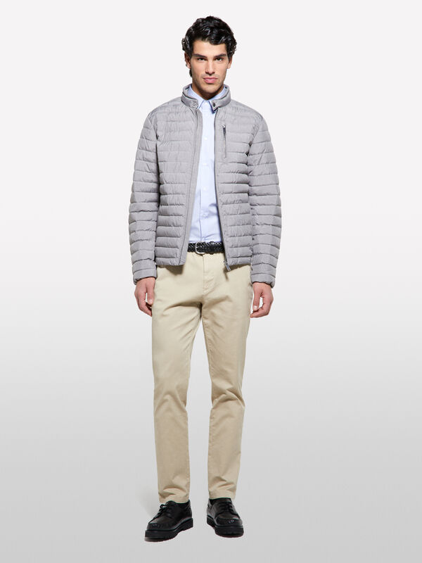 Light gray padded biker jacket - men's puffer jackets and coats | Sisley