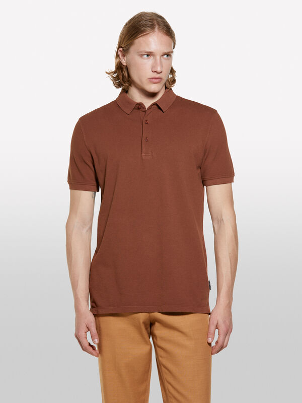 Dark brown 100% cotton polo Dark brown 100% cotton polo - men's short sleeve t-shirts | Sisley