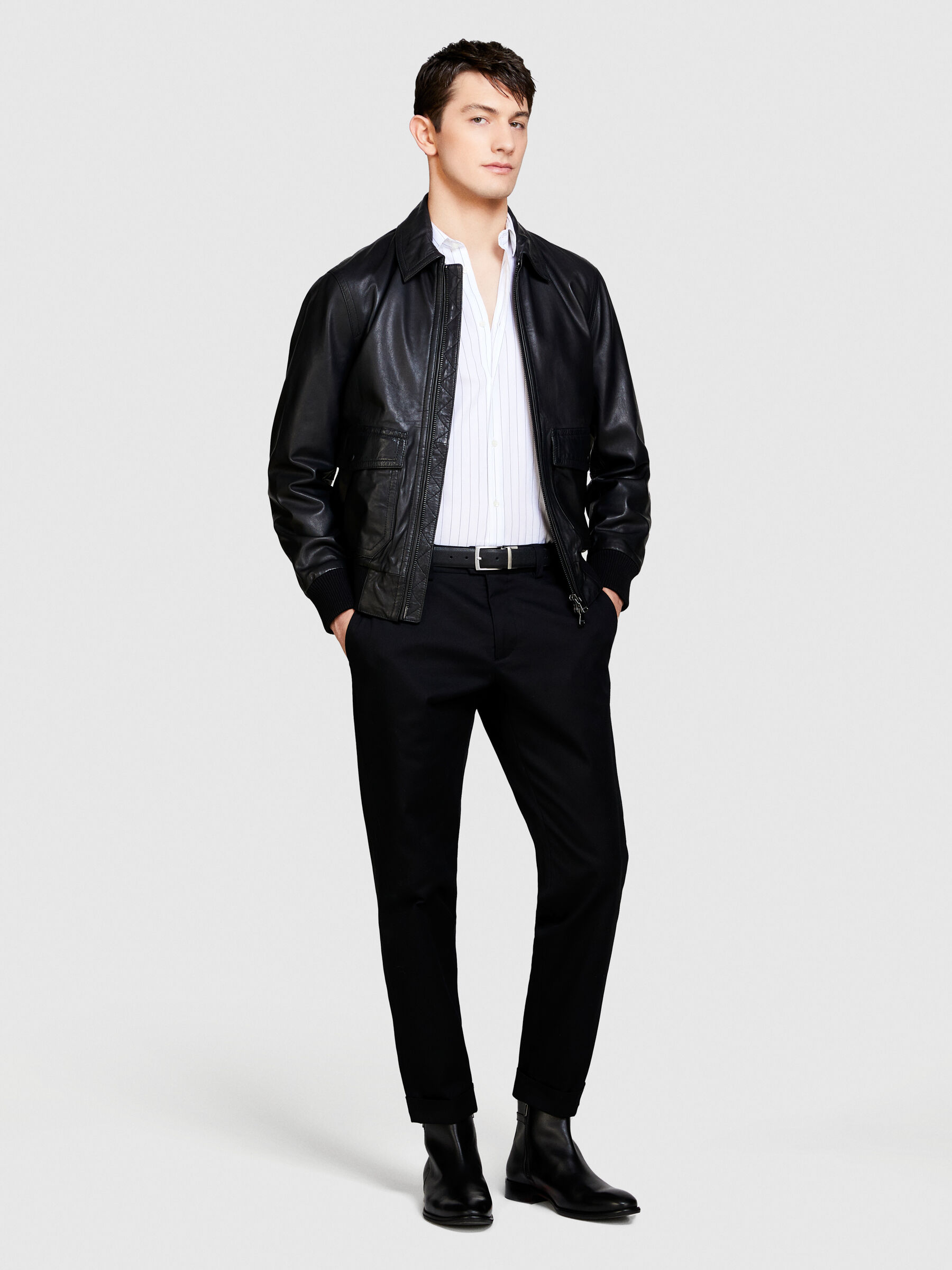 【SCENERITY】22SS★ Mono Slacks Solid color trousers, Black - Sisley