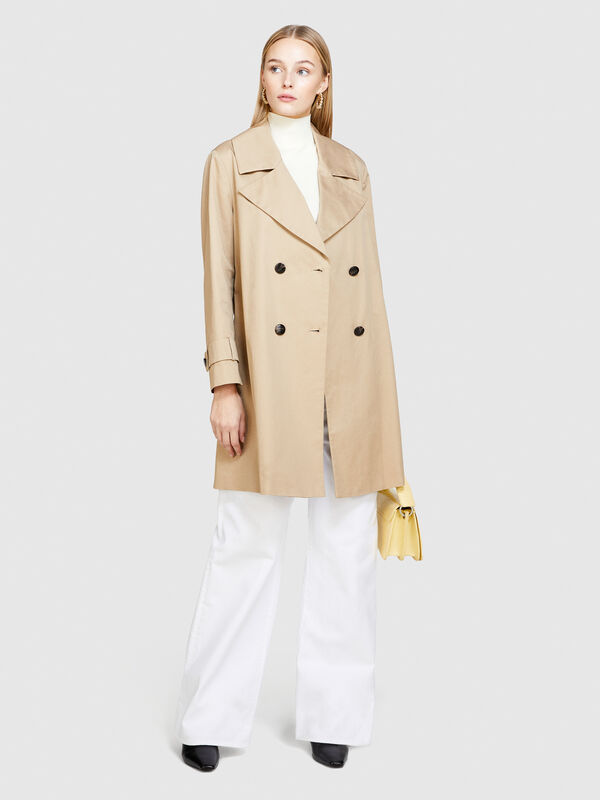 Oversized trench coat with sash - women's trench coats & rain coats | Sisley