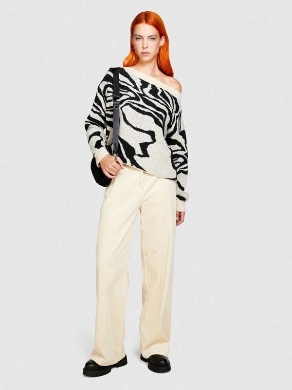 Zebra-striped sweater - women's boat neck sweaters | Sisley