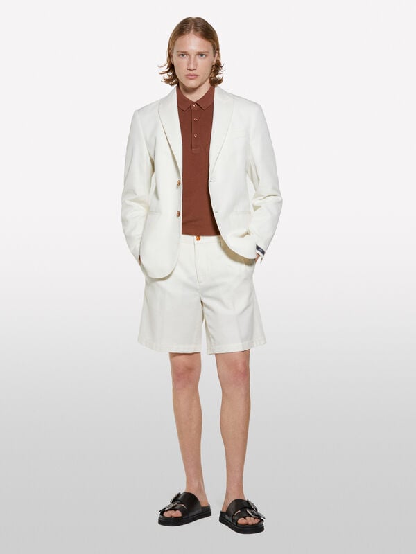 Cream white regular fit bermudas Cream white regular fit bermudas - men's shorts | Sisley