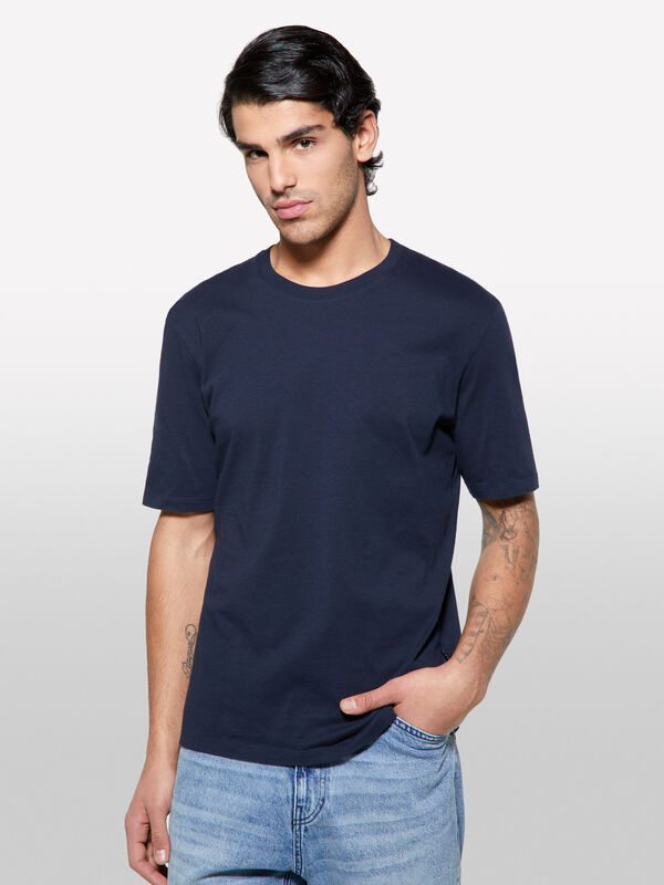 Dark blue regular fit short sleeve t-shirt - men's short sleeve t-shirts | Sisley