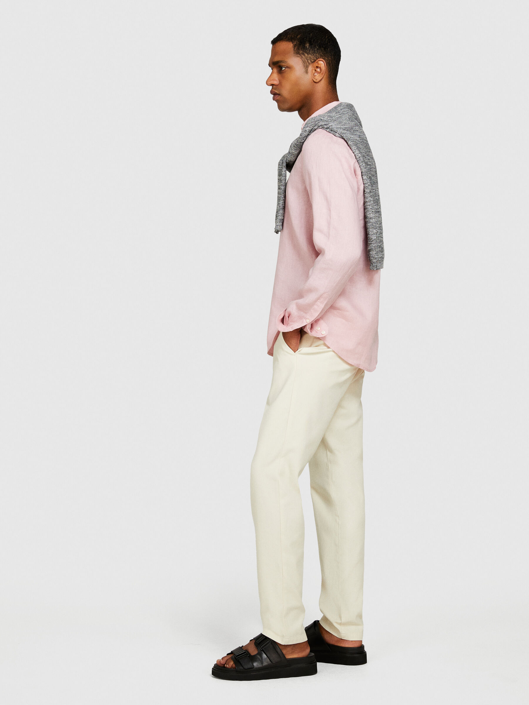 100% linen shirt, Pink - Sisley