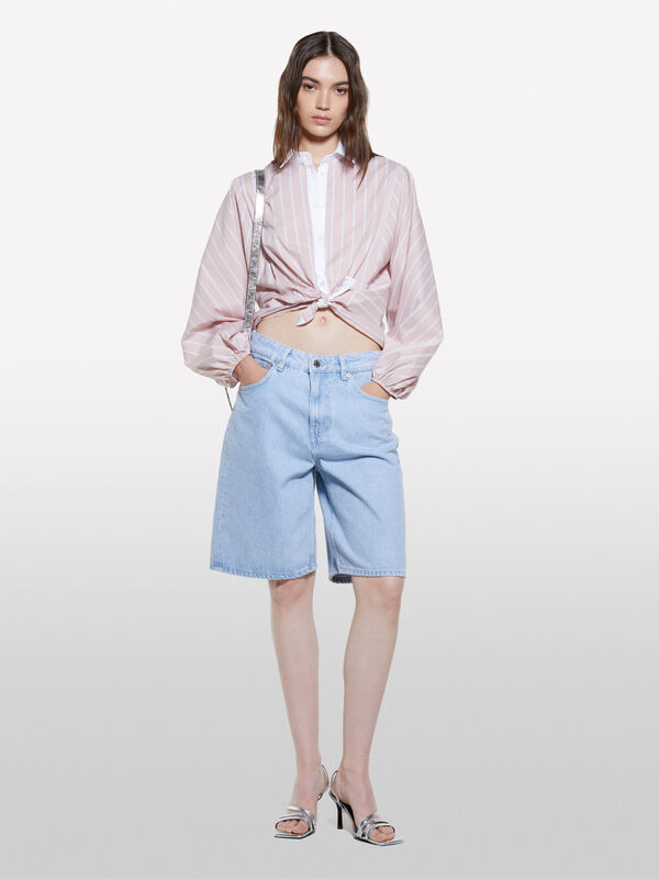 Pink striped shirt with contrast - women's shirts | Sisley