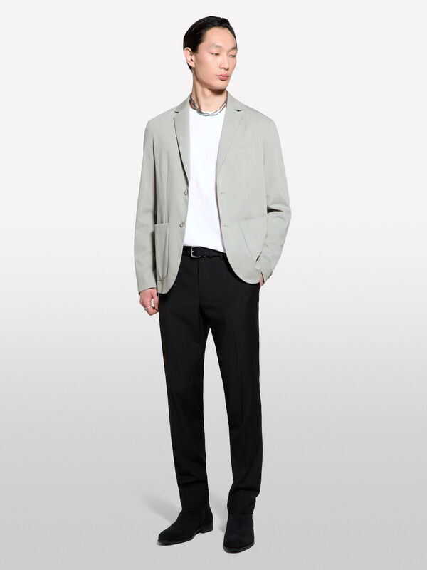 Light gray single-breasted blazer - men's blazers | Sisley