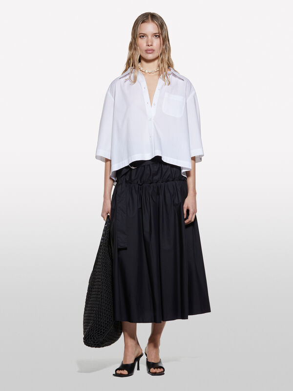 White cropped shirt with creases - women's shirts | Sisley