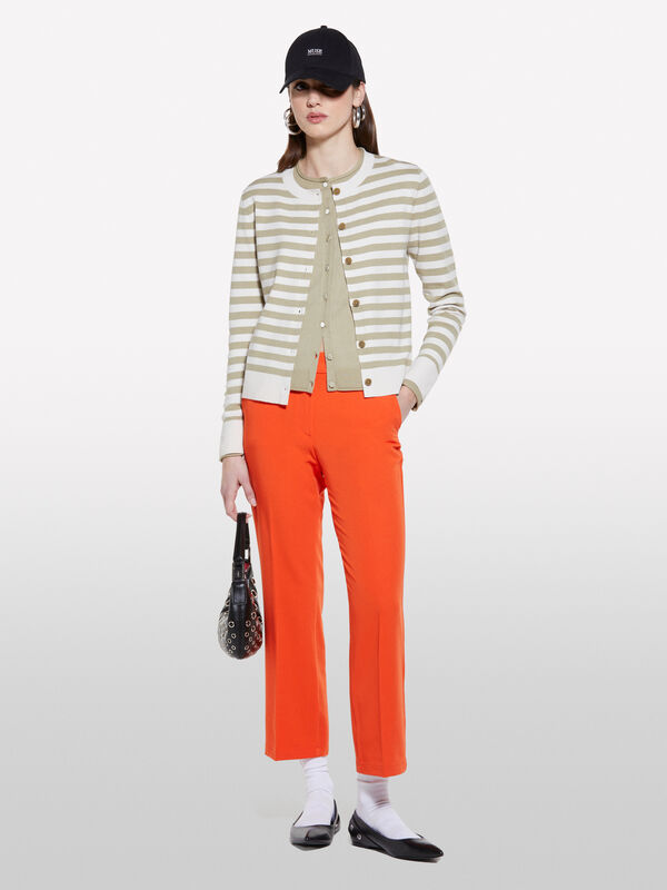 Beige and cream white striped cardigan - women's cardigans | Sisley