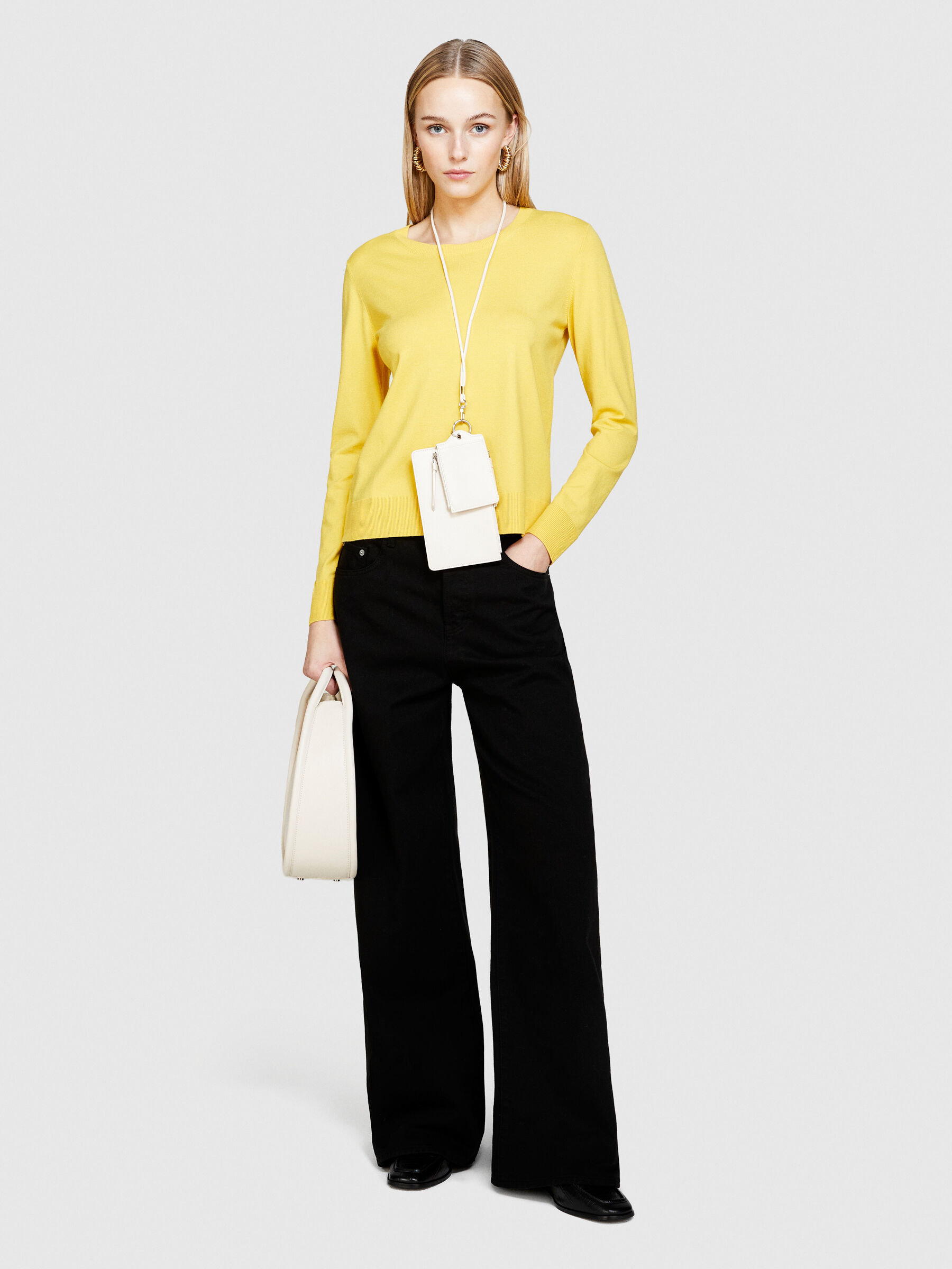 Solid colored sweater, Yellow - Sisley