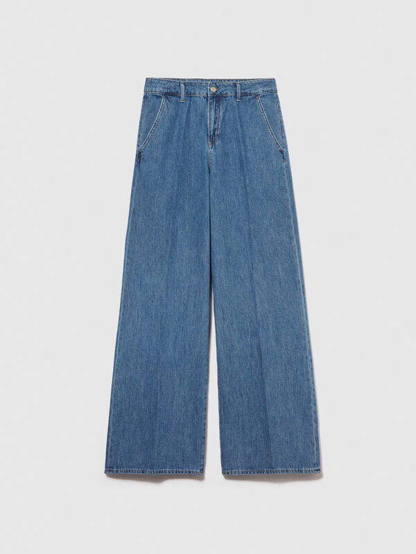 Wide leg flowy jeans - women's palazzo jeans | Sisley