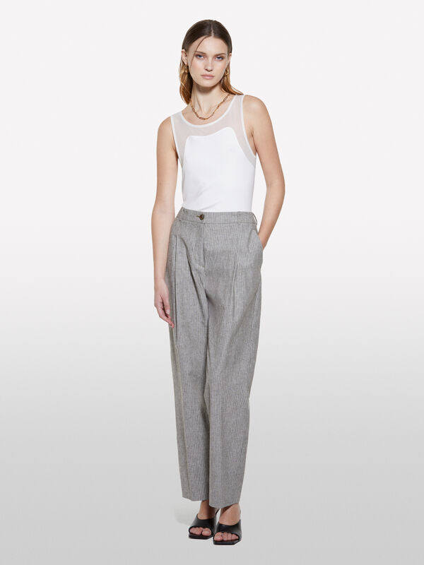 White tank top with tulle - women's tops | Sisley