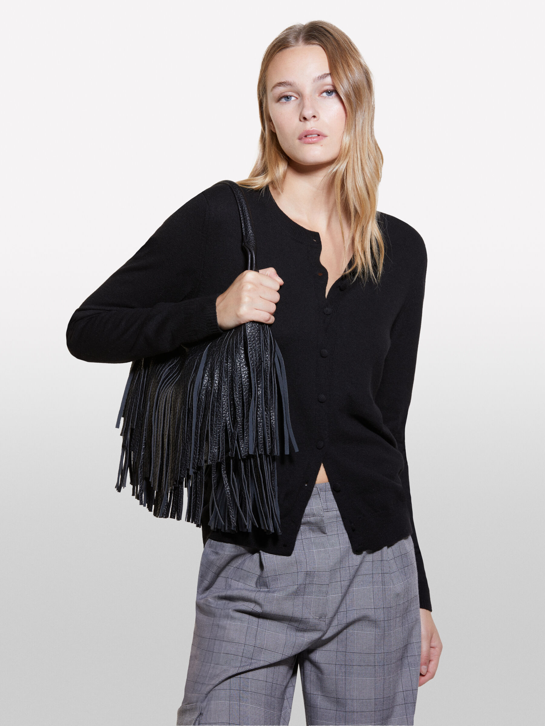 Black knit cardigan, Black - Sisley Black knit cardigan, Black - Sisley